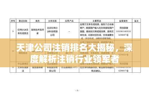 天津公司注销排名大揭秘,深度解析注销行业领军者