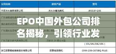 EPO中国外包公司排名揭秘,引领行业发展的领军力量
